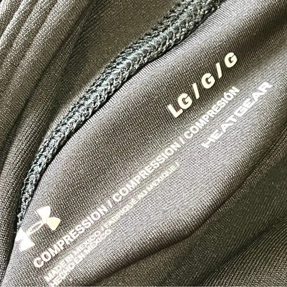 Under Armour Heat Gear Compression Black Pink Gray Color Block Athletic Leggings - Picture 7 of 7